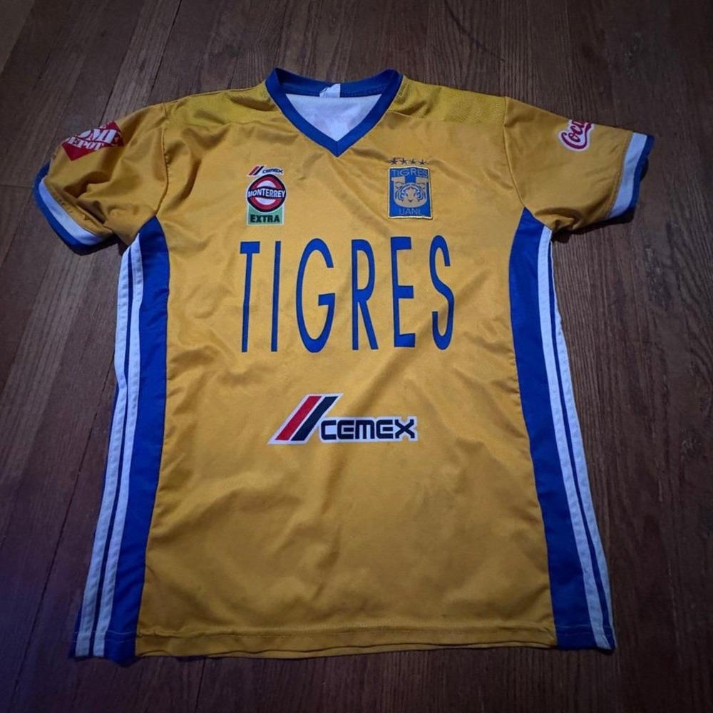 Tigres UANL Liga MX Soccer Jersey Yellow/Blue CEMEX Telcel Mens Medium (M)‎